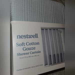 Nestwell Soft Cotton Gauze Shower Curtain - Light Blue NWT